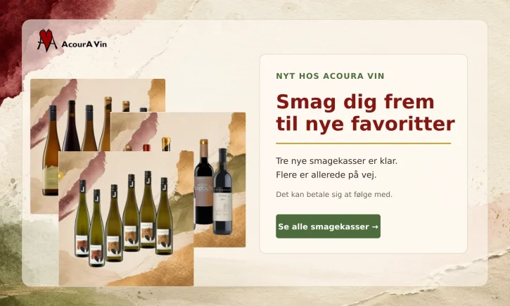Nye smagekasser fra AcourA Vin med n�je udvalgte vine fra sm� europ�iske ving�rde