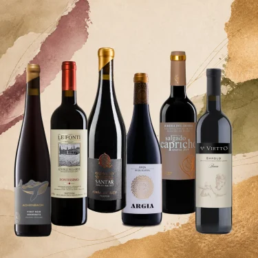 6 forskellige europ�iske r�dvine samlet i AcourA Vins luksus r�dvinssmagekasse &ndash; til vinsmagning hjemme.